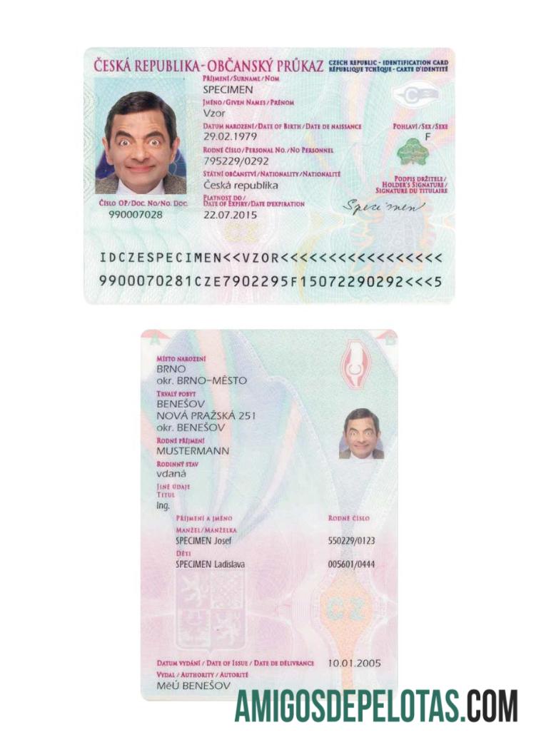 Exemplo de carteira de identidade tcheca